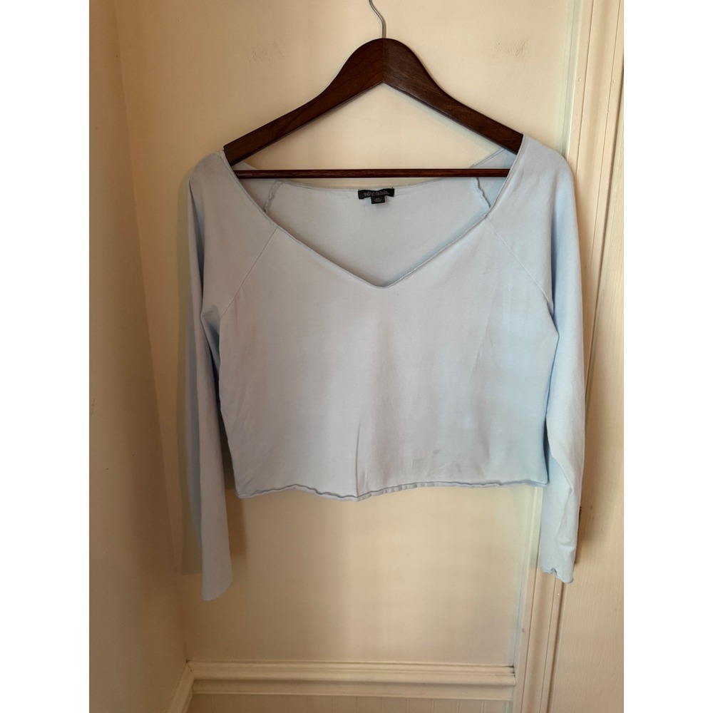 Wild Fable Light Blue V-Neck Long Sleeve Crop Top XXL RN17730